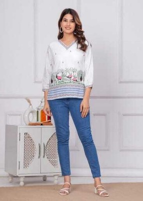 prngnya Formal Printed Women White Top