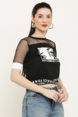 Raabta Fashion Casual Solid Women Black Top