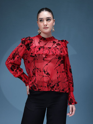 bebe Casual Printed Women Red Top