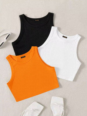 Toochki Casual Solid Women Black Top