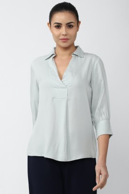 VAN HEUSEN Casual Solid Women Blue Top