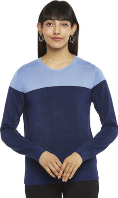 Annabelle by Pantaloons Casual Color Block Women Dark Blue Top