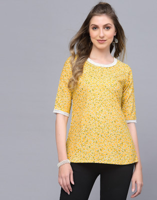 Selvia Casual Printed Women Yellow Top