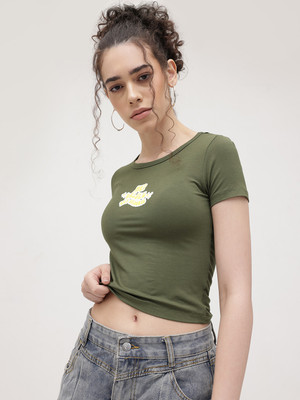 Westhood Party Graphic Print Women Light Green Top