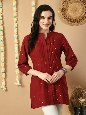 Meesan Casual Printed Women Maroon Top