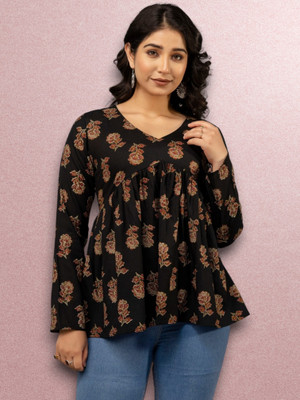 Look Wise Casual Solid Women Black Top