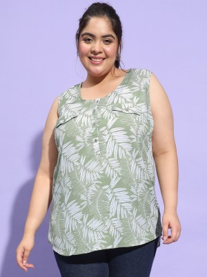 CLOCHOICE Casual Printed Women Green Top