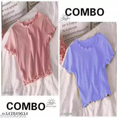 GLADLY Casual Self Design Women Pink, Purple Top