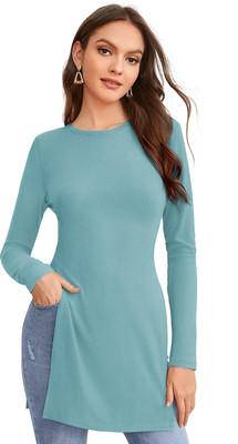 PINZY Casual Solid Women Light Green Top