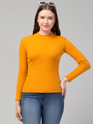 Style Creation Casual Solid Women Orange Top