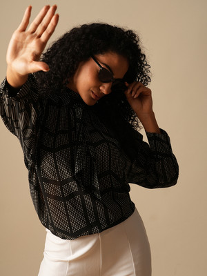 Globus Party Animal Print Women Black Top