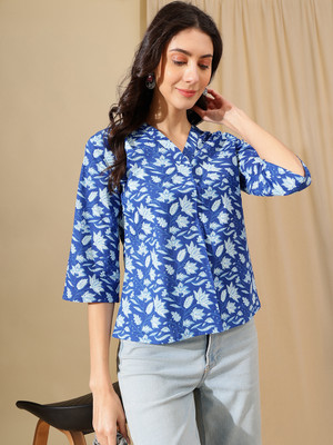 HERE&NOW Party Printed Women Blue Top