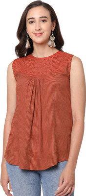 GO.4.IT Casual Solid Women Brown Top