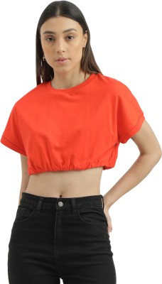 United Colors of Benetton Casual Solid Women Orange Top