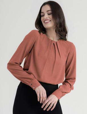 Mirana Casual Solid Women Brown Top