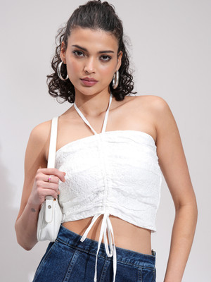 Tokyo Talkies Casual Self Design Women White Top