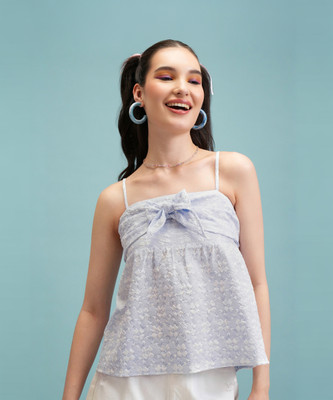 Tokyo Talkies Casual Printed Women Light Blue Top