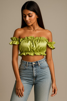 FilterFashion Casual Solid Women Green Top