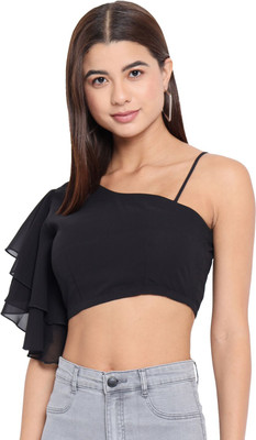 OTIRA Casual Solid Women Black Top