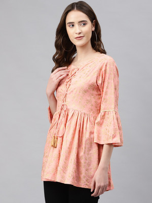 aayushika Casual Floral Print Women Pink Top