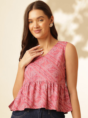 ANOUK Casual Printed Women Pink Top