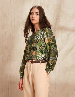 U.S. POLO ASSN. Casual Printed Women Green Top