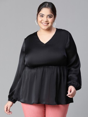 OXOLLOXO Casual Solid Women Black Top