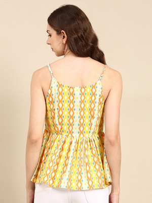 Mast & Harbour Casual Printed Women Yellow Top
