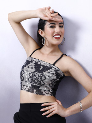 ATHENA Casual Printed Women Black Top