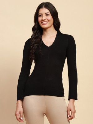 GLOBAL REPUBLIC Casual Solid Women Black Top