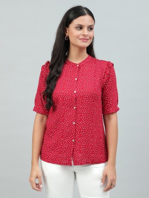 FLAMBOYANT Casual Polka Print Women Red Top