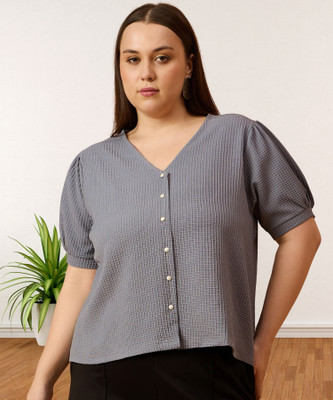 ANJIR Casual Solid Women Grey Top