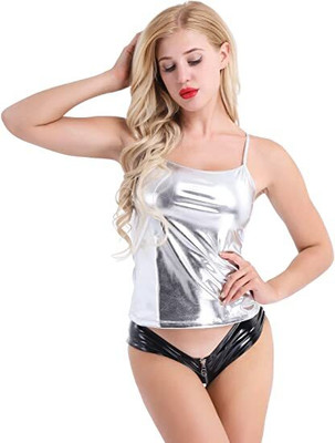 Unique Fashion 35 Party Solid Women Black Top