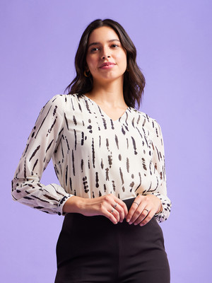 Fable Street Casual Printed Women White Top