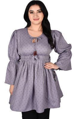 LINGRA Casual Printed Women Grey Top