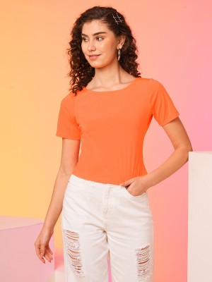 Globus Casual Solid Women Orange Top