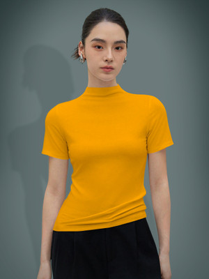 Dream Beauty Fashion Casual Solid Women Yellow Top