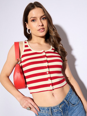 CORSICA Casual Striped Women White Top