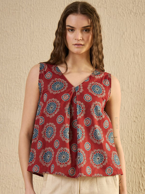 Sanskrutihomes Casual Printed Women Red Top