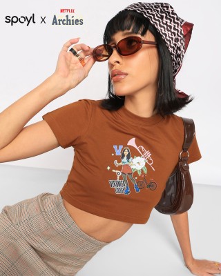 Unrule Casual Graphic Print Women Orange Top