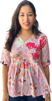MRIDA Casual Floral Print Women Multicolor Top