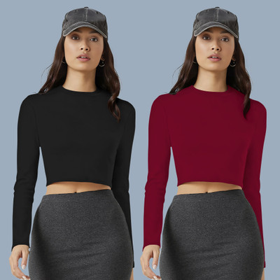 Maheshvi Casual Solid Women Maroon Top