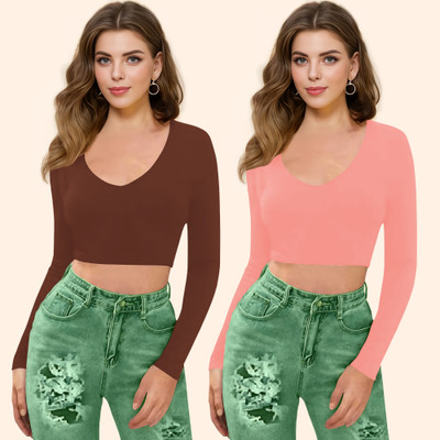 Maheshvi Casual Solid Women Pink Top