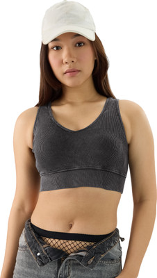 The Souled Store Casual Solid Women Grey Top