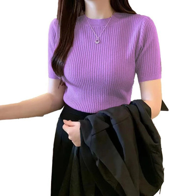 HouseOfCommon Casual Solid Women Purple Top