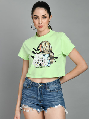 Fiorenza Party Printed Women Light Green Top