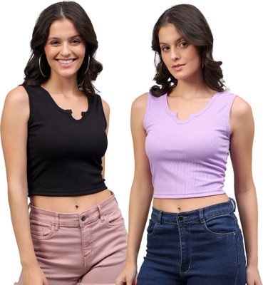 FASHA Casual Self Design Women Black, Purple Top