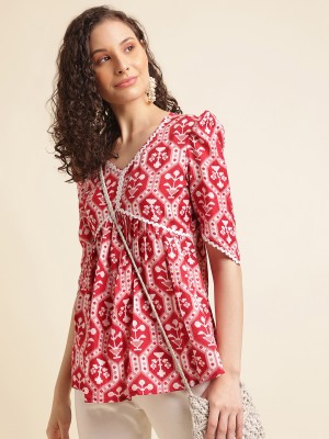 NAINVISH Casual Printed Women Red Top