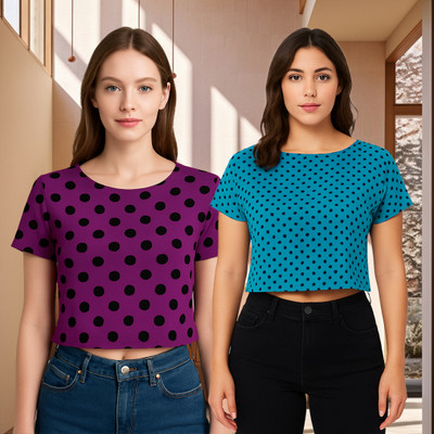 UNICUS APPAREL Casual Polka Print Women Multicolor Top