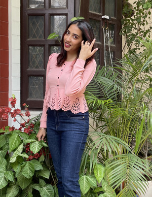The Wink Label Casual Self Design Women Pink Top